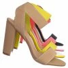 Glaze Lily34 Elastic Chunky Block High Heel Sandal - Women Open Toe Dress Shoe