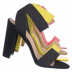 Glaze Lily34 Elastic Chunky Block High Heel Sandal - Women Open Toe Dress Shoe