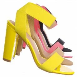 Glaze Lily34 Elastic Chunky Block High Heel Sandal - Women Open Toe Dress Shoe
