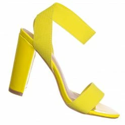 Glaze Lily34 Elastic Chunky Block High Heel Sandal - Women Open Toe Dress Shoe