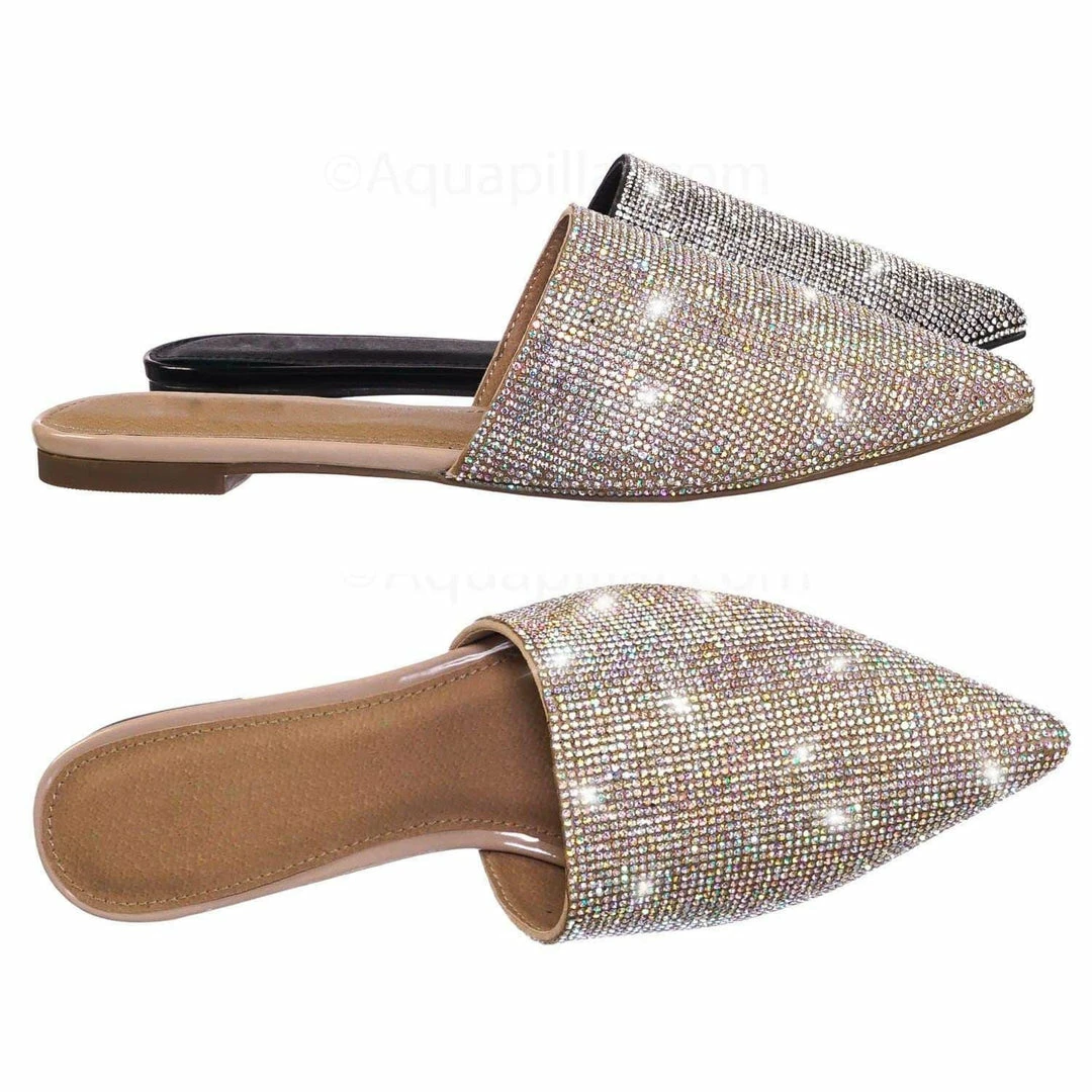 Glaze Valentine1 Rhinestone Crystal Pointed Toe Mule - Women Bling Party Slipper