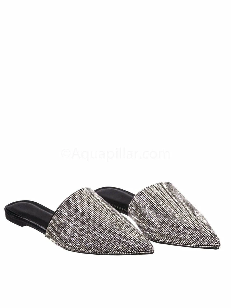 Glaze Valentine1 Rhinestone Crystal Pointed Toe Mule - Women Bling Party Slipper