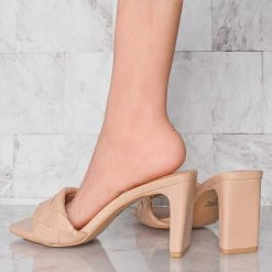 Delicious Venture Block Heel Woven Mule Sandal - Women Braided Quilted Slip On Slippers New