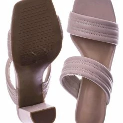 Top Moda Pita66 Puffy Quilted Chunky Heel Slipper - Womens Slip On Open Square Toe Mule New