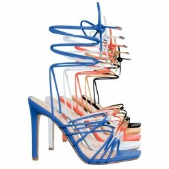 Delicious Natania Strappy Leg Wrap High Heel Sandal, Women Lace Up Dress Shoes New
