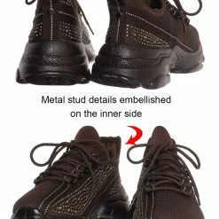 Bamboo New Hana47 Rhinestone Studded Knit Nylon Stretch Sneaker