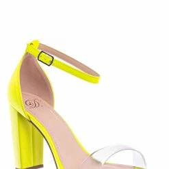Delicious Share Block Heel Lucite Sandal - Women Chunky Open Toe W Transparent Strap