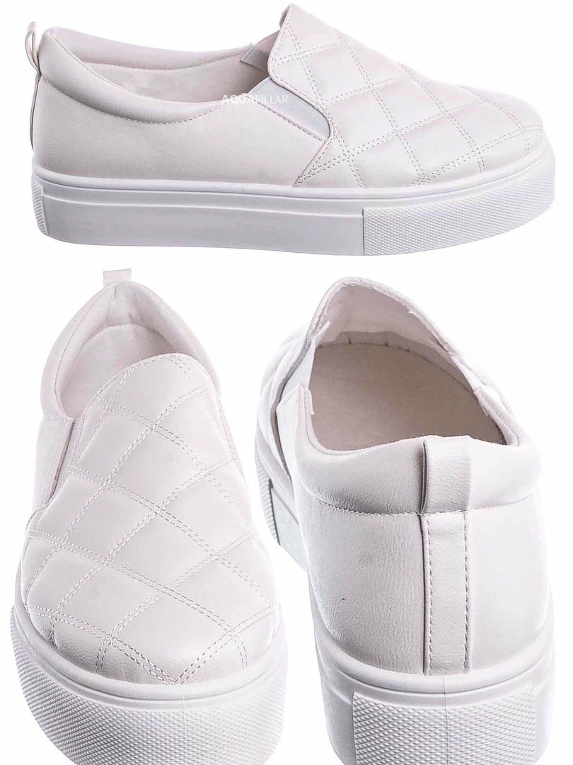 Bamboo New Story02 Flatform Quilted Sneaker -Women Matelassé Slip On Sporty Platform Loafer