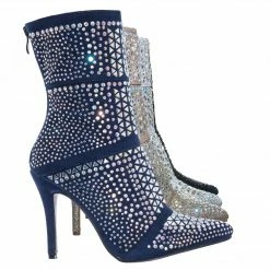Forever Link Event98 Rhinestone Studded Stiletto Bootie- Womens Crystal Ankle Height Boot