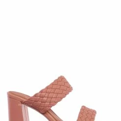 X2B Meg1 Block Heel Braided Mule, Women's Chunky Slide Sandal