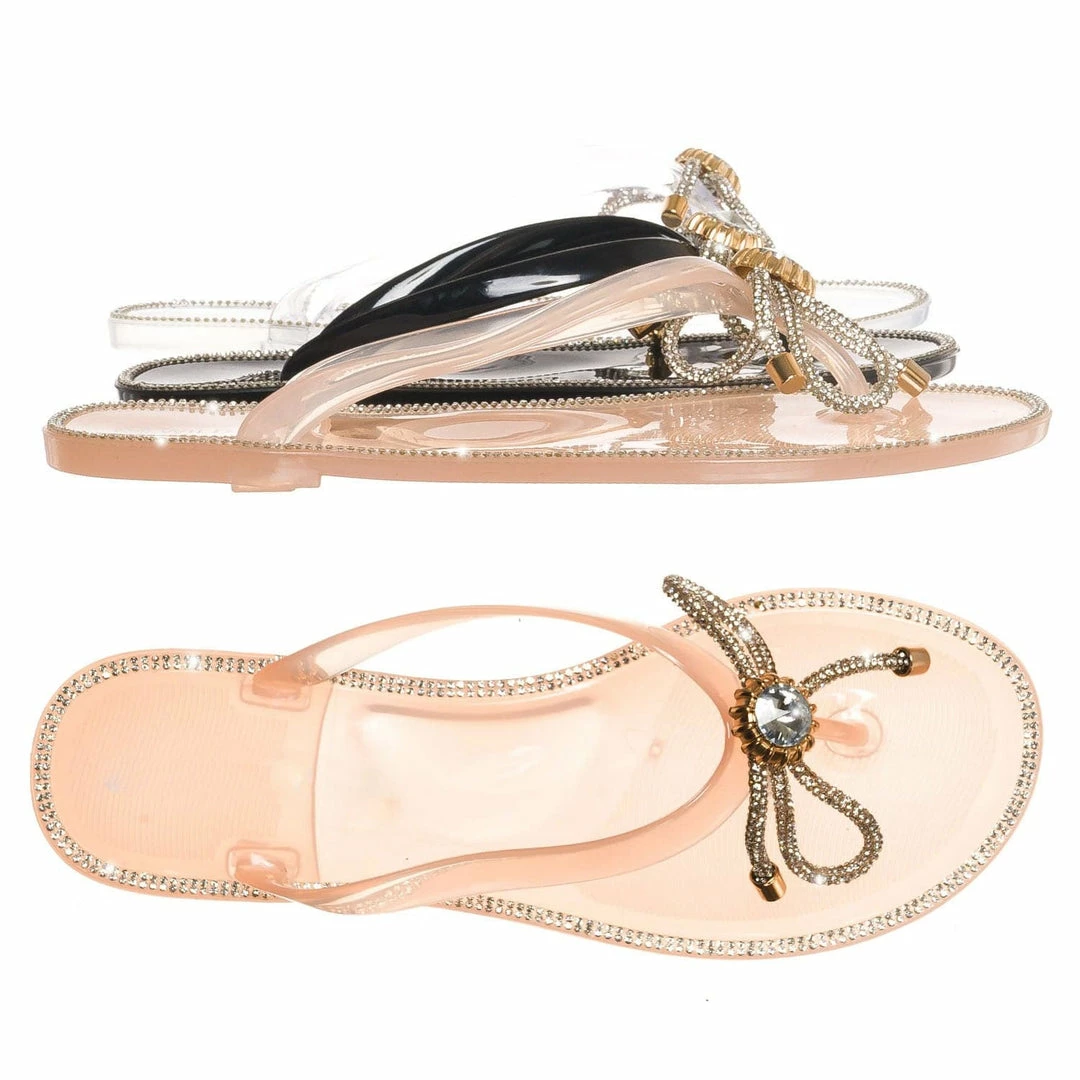 Wild Diva Jolie44 Rhinestone Crystal Jelly Slide, Women Lucite Flip Flop