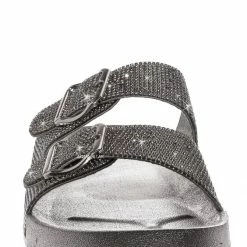 Bamboo Luster01 Rhinestone Molded Footbed Sandal - Contoured Crystal Slip On Slipper