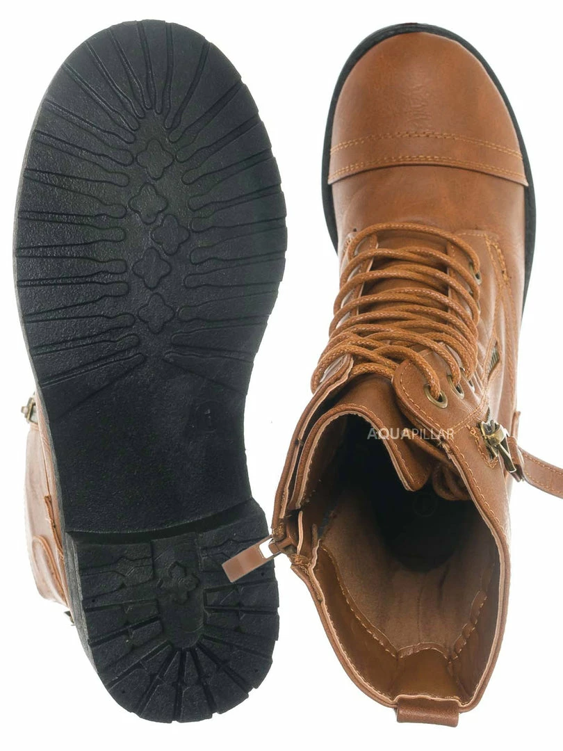 Forever Link Mountain81K Childrens Zip Up Combat Boots - Boy Girl Calf High Shoes