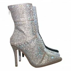 Forever Link Event98 Rhinestone Studded Stiletto Bootie- Womens Crystal Ankle Height Boot