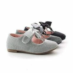 Happy Soda NayaIISQ By Soda, Infant Girl Shimmering Velcro Bow Slip Mary Jane Dress Flats