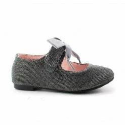 Happy Soda NayaIISQ By Soda, Infant Girl Shimmering Velcro Bow Slip Mary Jane Dress Flats