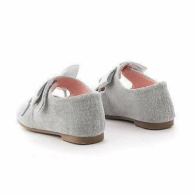 Happy Soda NayaIISQ By Soda, Infant Girl Shimmering Velcro Bow Slip Mary Jane Dress Flats