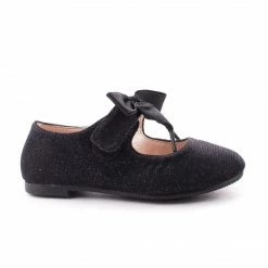 Happy Soda NayaIISQ By Soda, Infant Girl Shimmering Velcro Bow Slip Mary Jane Dress Flats