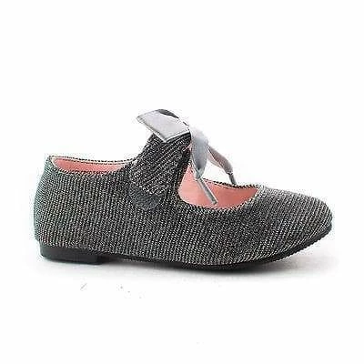 Happy Soda NayaIISQ By Soda, Infant Girl Shimmering Velcro Bow Slip Mary Jane Dress Flats