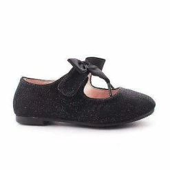 Happy Soda NayaIISQ By Soda, Infant Girl Shimmering Velcro Bow Slip Mary Jane Dress Flats