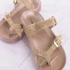 Top Moda New Hawk18K Little Girls Soft Footbed Rhinestone Sandal - Kid Molded Strappy Slipper