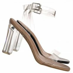 Forever Link Veronica28 Clear Glass High Heel Sandal, Womens Lucite Shoes