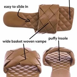 Forever Link Padded18 Wide Woven Slide Sandal - Womens Elongated Open Square Toe Slipper Mule New