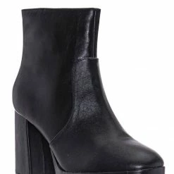 Bamboo Underlined01 Platform Block Heel Bootie - Women Croc & Suede Ankle Pump Boot New