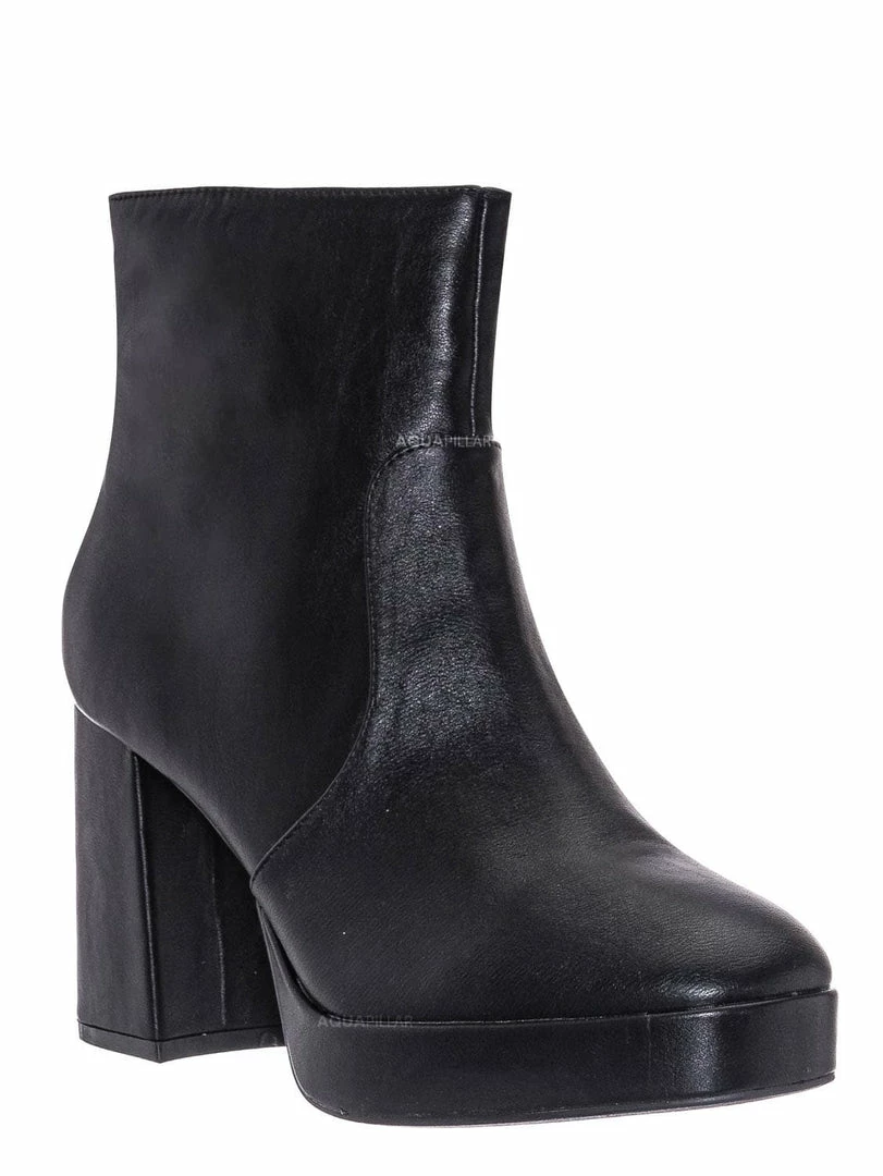 Bamboo Underlined01 Platform Block Heel Bootie - Women Croc & Suede Ankle Pump Boot New