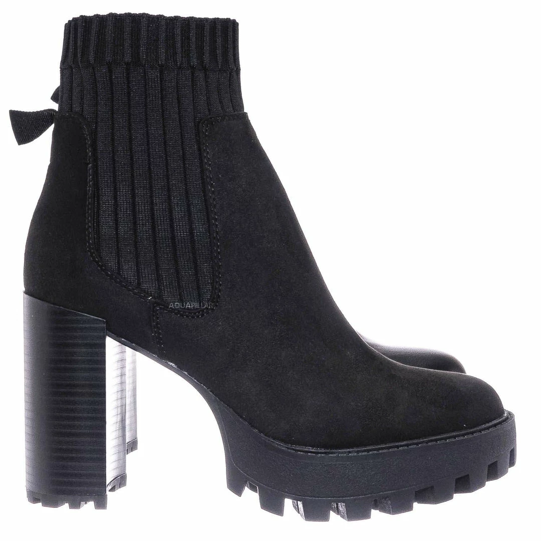 Bamboo Intense01 Chelsea Boots W Elastic Knit Sweater Sock - Threaded Lug Sole Bootie New