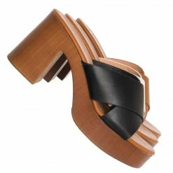 Top Moda Java80 Lightweight Faux Wooden Clog Sandal, Women Slipper Heels