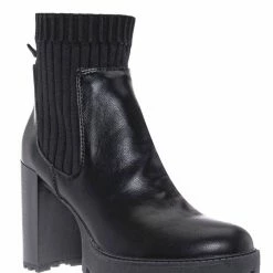 Bamboo Intense01 Chelsea Boots W Elastic Knit Sweater Sock - Threaded Lug Sole Bootie New