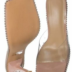 Wild Diva Boli02 Embellished Lucite High Heel Mule - Women Clear Sandal New