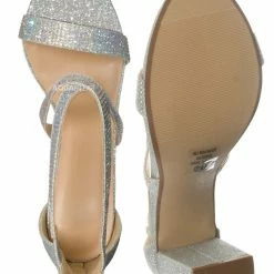 Delicious Polly Glitter Rhinestone Block Heel Sandal - Women Evening Dress Shoes