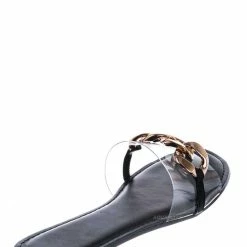 Bamboo New Laughter24 Oversized Chain On Lucite Vinyl Strap - Summer Slip On Slide Sandal