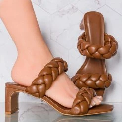 Soda Alto Block Heel Woven Slipper - Women Braided Sandal