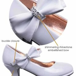 Aquapillar Tasha685E Kids Block Heel Mary Jane Pump - Little Girl Wedding Party Dress Shoes New