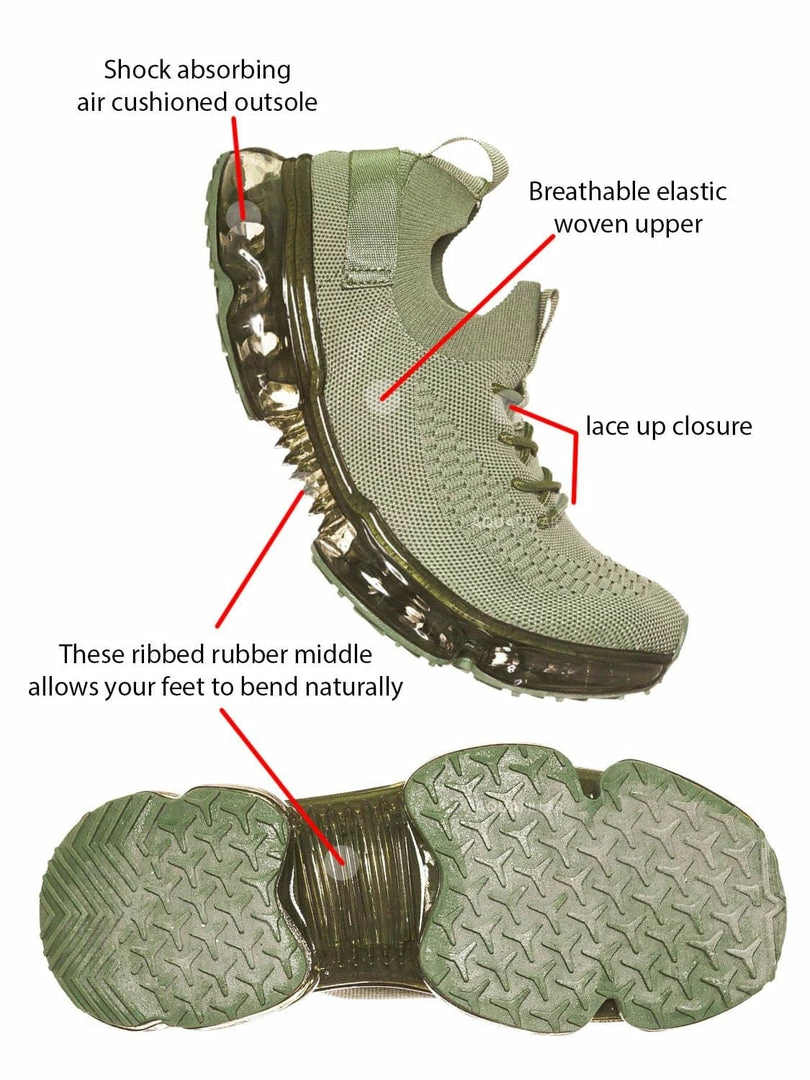 Forever Link Flow19 Stretch Elastic Mesh Sneaker - Festival Lace Up Rubber Air Bubble Cushion