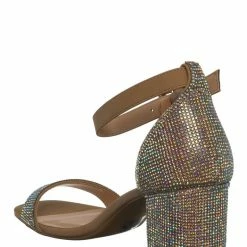 Delicious Crete Rhinestone Block Heel Sandal - Women Dance Shoes New