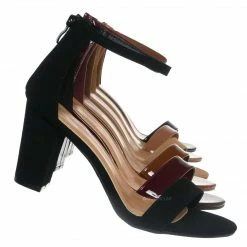 Top Moda Hannah1 Chunky Heel Two Piece Sandal - Women Evening Open Toe Dress Shoes New