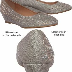 Forever Link Fisher3 Rhinestone Embellished Low Wedge Pump, Women Dress Shoes New