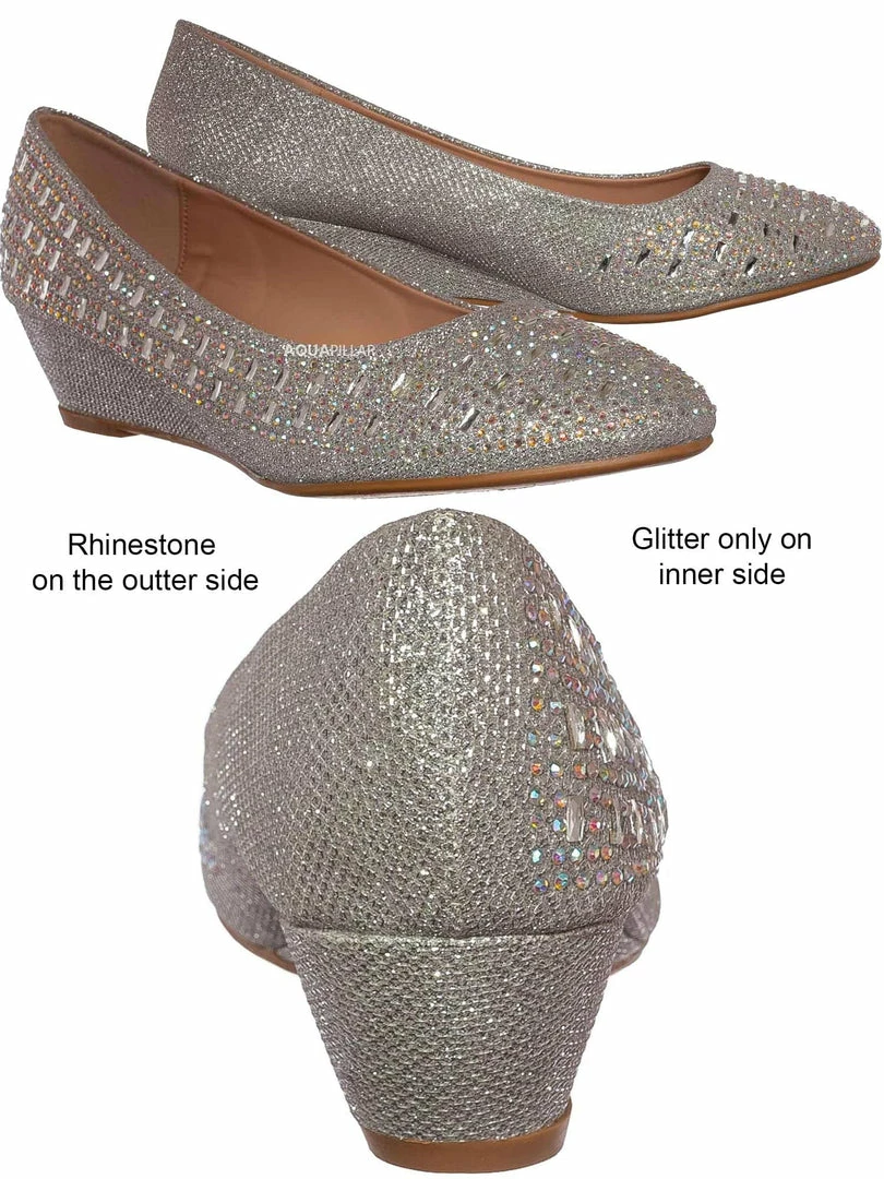 Forever Link Fisher3 Rhinestone Embellished Low Wedge Pump, Women Dress Shoes New