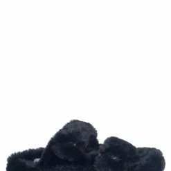 Liliana New Dearly3 Fluffy Faux Fur Footbed Slipper, Men Women Fuzzy Double Buckle Slides