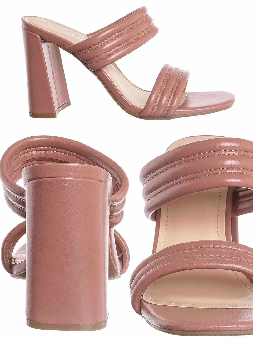 Bamboo Goalie01 Block Heel Puffy Slide Sandal - Women Quilted Dress Shoes New