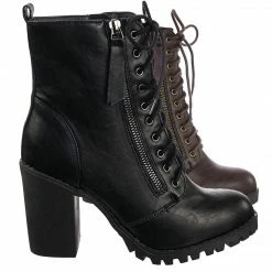Soda Malia Military Lace Up Combat Ankle Boot On Chunky Block Heel Lug Sole Bootie New