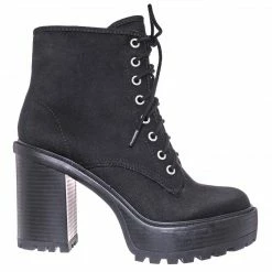 Soda Volume High Heel Combat Boots - Lace Up Military Threaded Shoes New