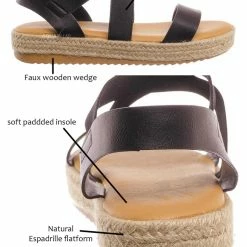 Bamboo New Superb22 Espadrille Elastic Flatform Sandal - Women Foam Padded Comfort Platform
