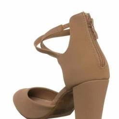 Top Moda Gallery1 Block Heel Criss Cross Pump - Women Ankle Strap Shoes New