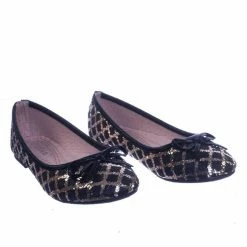 Forever Link New Karra46 Children Girls Fancy Round Toe Ballet Flat W Criss Cross Glitter