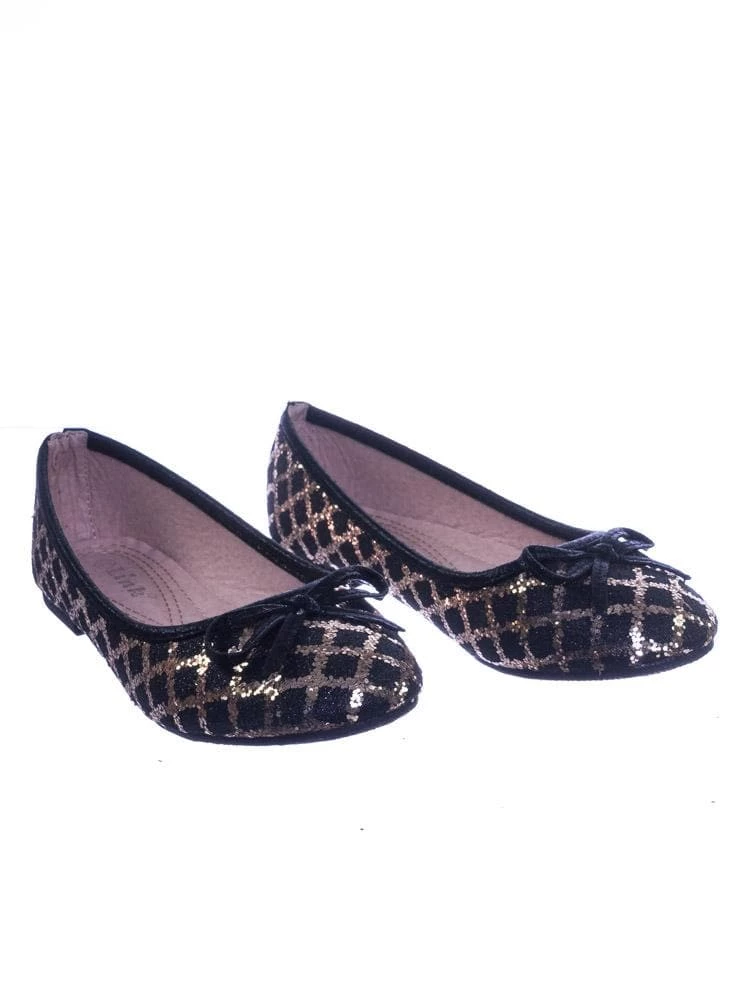 Forever Link New Karra46 Children Girls Fancy Round Toe Ballet Flat W Criss Cross Glitter